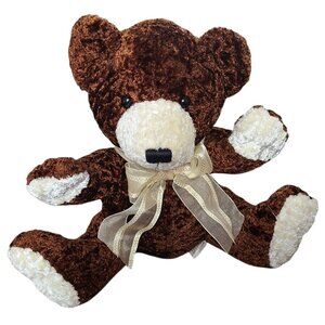 Dan Dee Teddy Bear 11 inch Plush Brown White Bow Soft Stuffed Animal Toy
